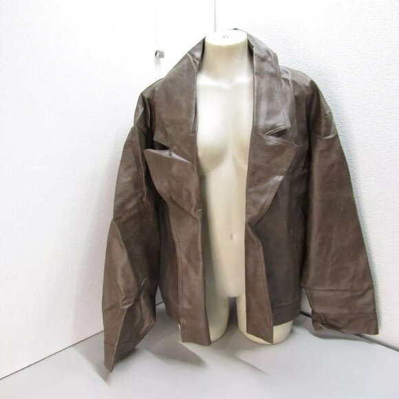 NEW SNDYS Womens Royce Oversized Faux Leather Jacket Size XL Mocha Brown - Picture 5 of 14